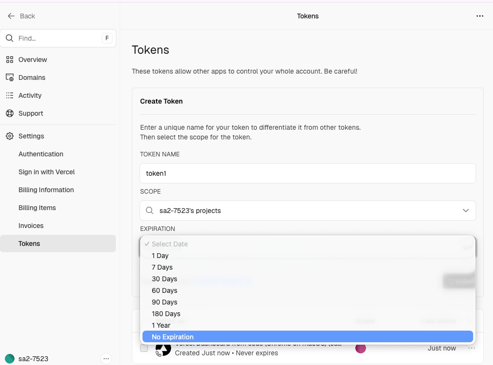 トークン作成画面